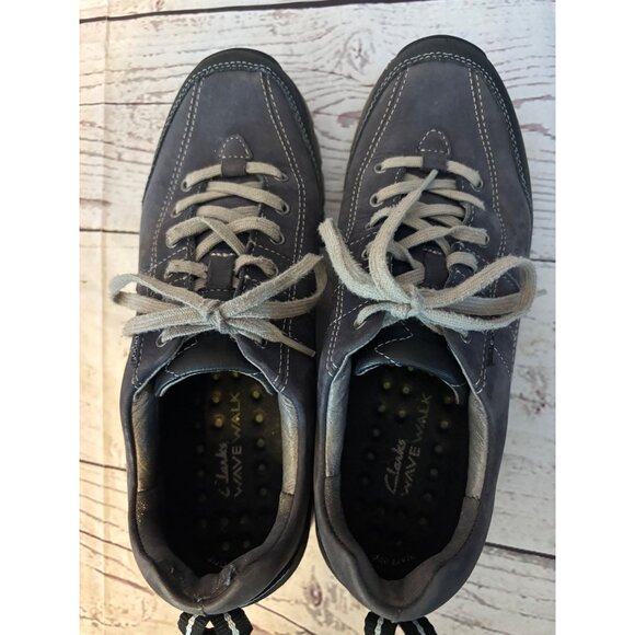 Clark Wave Walk Waterproof Gray Leather Active Wear Stylish Casual Shoes Size 8M - Picture 5 of 9